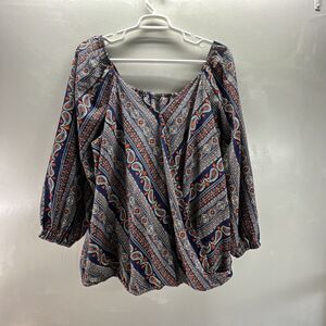 Bloomchic Top Women's Plus Size 26 Oversized FLoral Wrap Balloon Sleeve Blouse